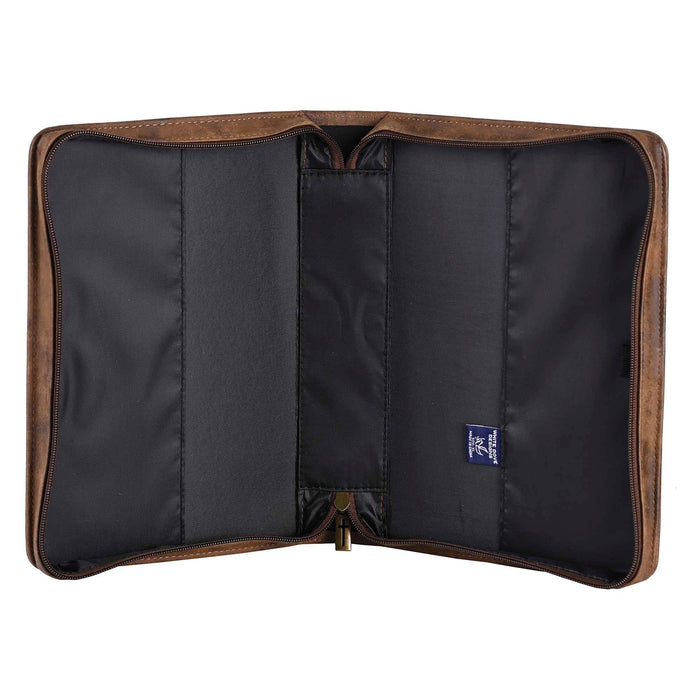 White Dove Bible Case Cross Suede-Look Brown XLarge