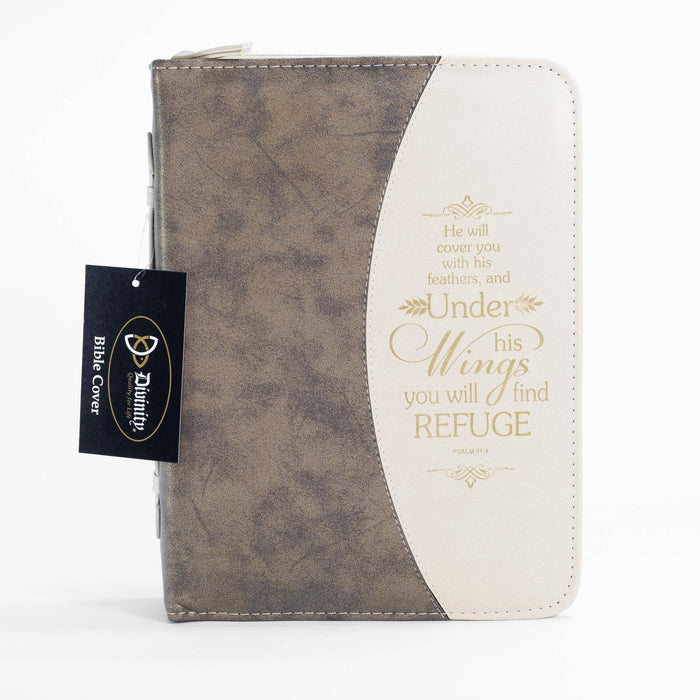 Divine Details: Bible Cover Gold Flecked Brown Psalm 91: 4