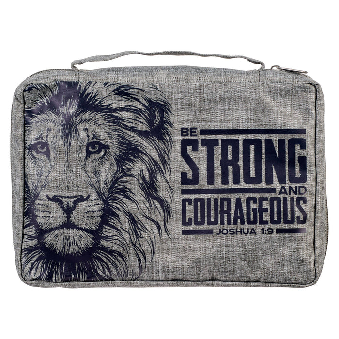 Bible Cover Value Gray Strong & Courageous Jsh. 1:9