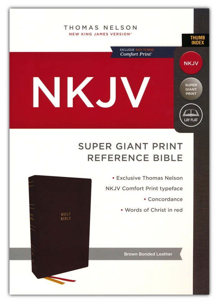 NKJV Super-Giant Print Reference Bible, Comfort Print--bonded leather, brown (indexed)
