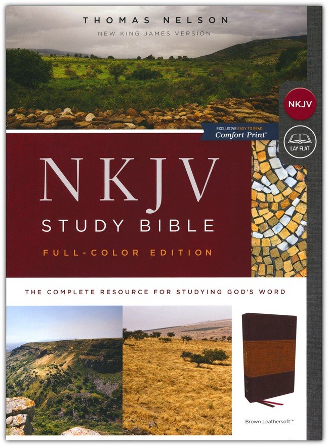 NKJV Study Bible, Leathersoft, Brown, Full-Color, Comfort Print