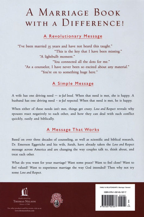 Love and Respect: The Love She Most Desires, the Respect He Desperately Needs (Hardcover)