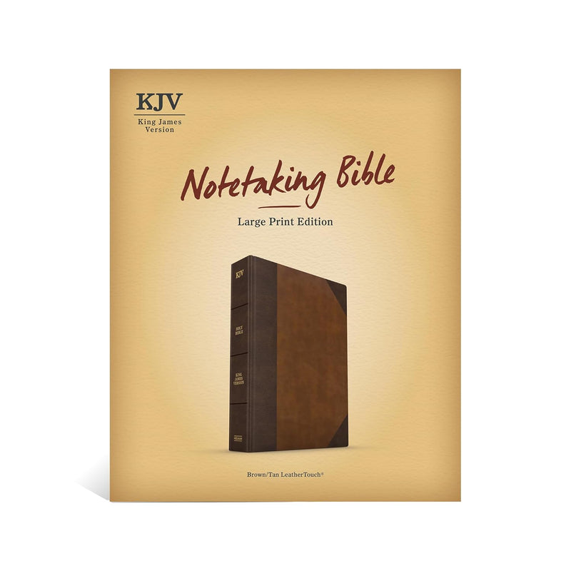 KJV Notetaking Bible, Large Print Edition, Black/Brown LeatherTouch-Over-Board, Red Letter, Wide Margins, Journaling Space, Single-Column, Reading Plan, Easy-to-Read Bible MCM Type