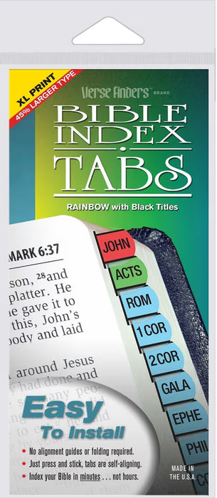 Verse Finders Bible Index Tabs (Rainbow XL Print)