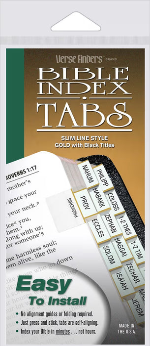 Verse Finders Bible Index Tabs (Slim Line Style - Gold)