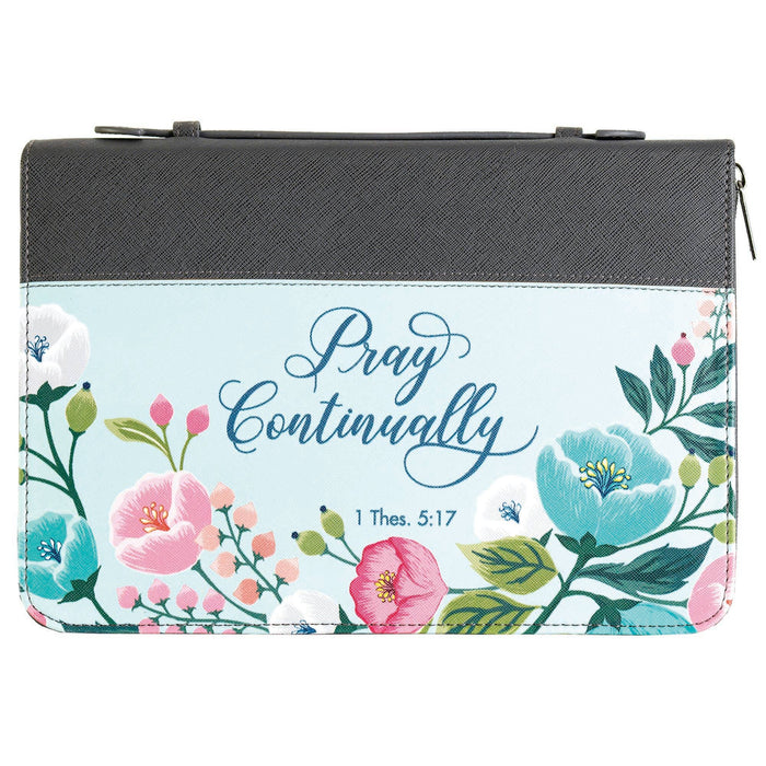 PRAY CONTINUALLY Grey\Teal Bible Cover - Large