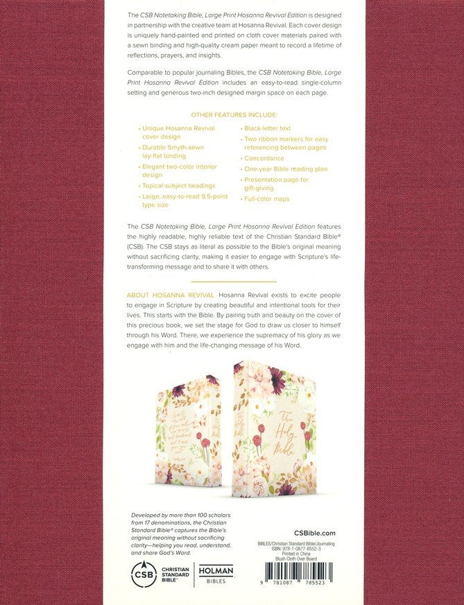 CSB Notetaking Bible, Large Print Hosanna Revival Edition, Blush Cloth Over Board: The Holy Bible