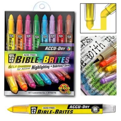 Bible Brites Highlighters, Accu-Dry, 8 Pack