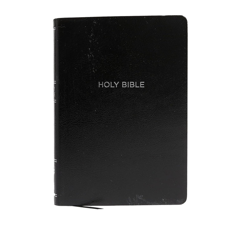 NKJV Holy Bible, Giant Print Center-Column Reference Bible, Black Leather-look, 72,000+ Cross References, Red Letter, Comfort Print: New King James Version
