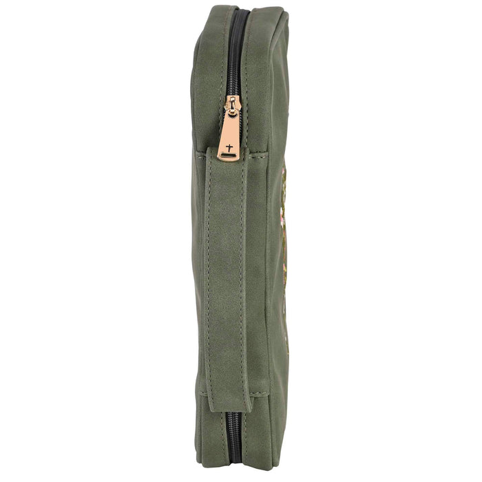 Embroidered Cross Green XL Bible Cover