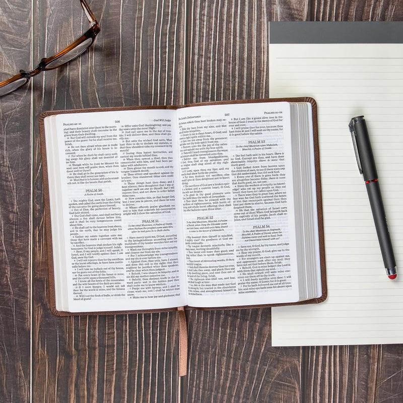 KJV Personal Size Bible, Brown LeatherTouch Imitation Leather