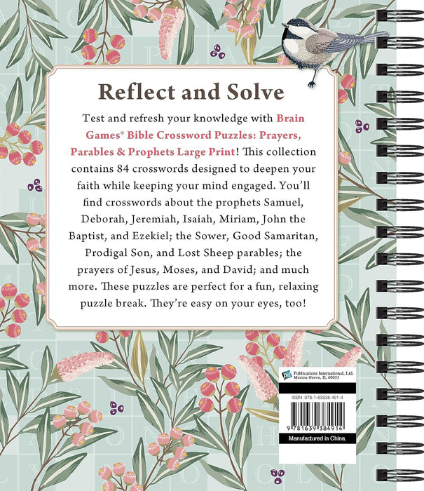 Brain Games - Bible Crossword Puzzles: Prayers, Parables & Prophets - Large Print