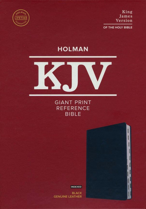 KJV Giant-Print Reference Bible--genuine leather, black (indexed)