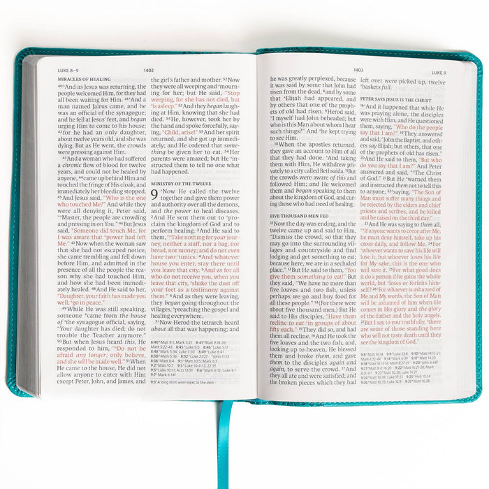 NASB Large Print Personal Size Reference Bible, Teal LeatherTouch