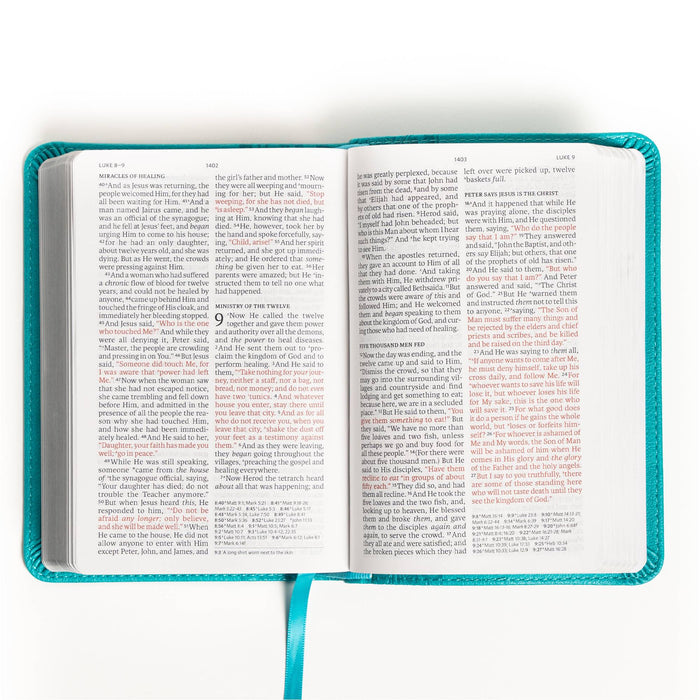 NASB Large Print Compact Reference Bible, Teal Leathertouch _ Lifeway