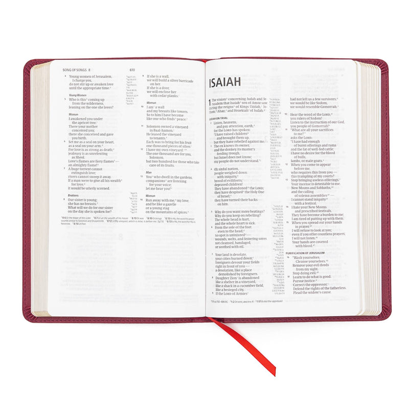 CSB Thinline Reference Bible, Cranberry LeatherTouch