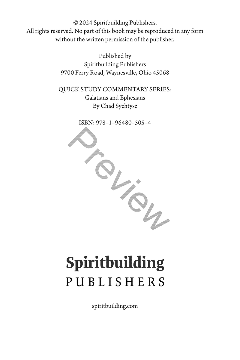 Galatians & Ephesians: Quick Study Commentary by Chad Sychtysz