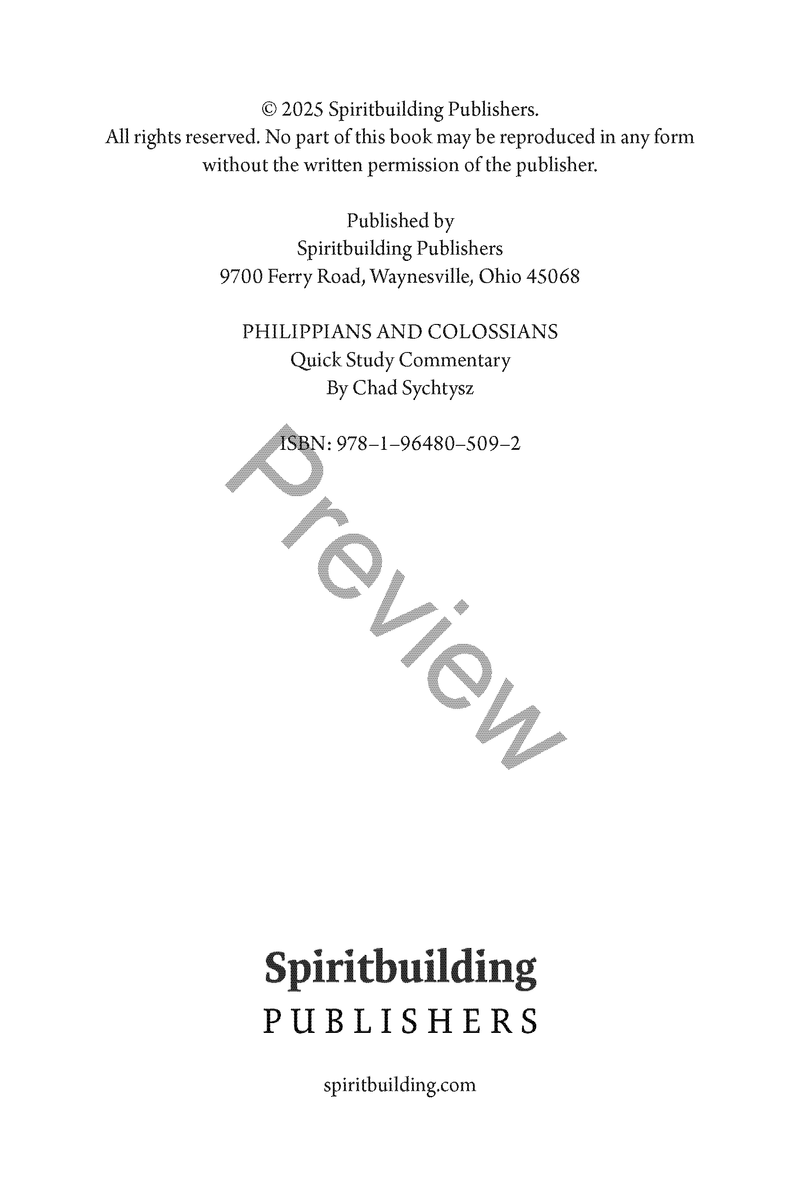 Philippians / Colossians QuickStudy Commentary by Chad Sychtysz