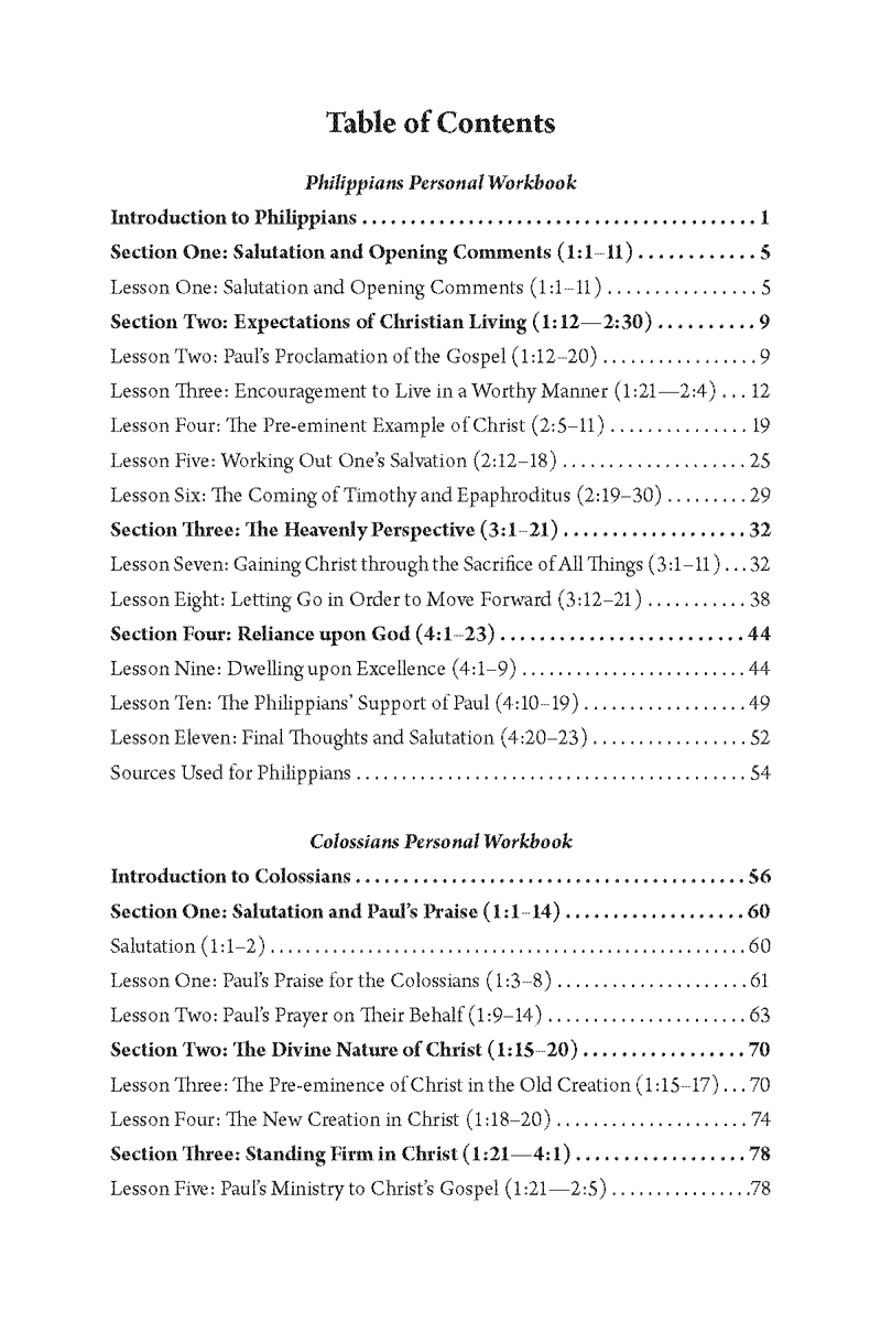 Philippians / Colossians Personal Workbook