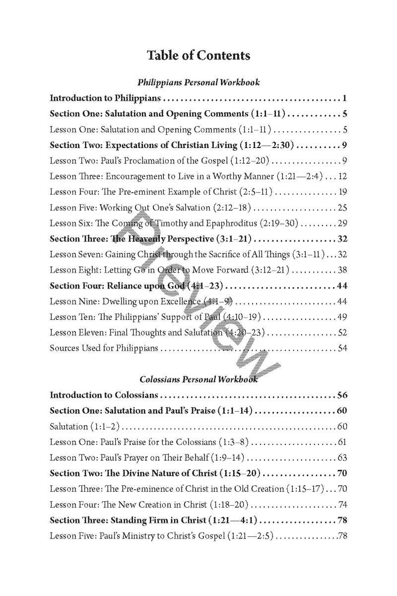 Philippians / Colossians Personal Workbook