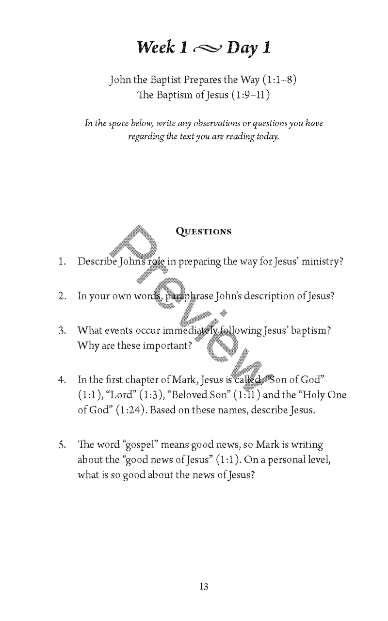 Forty Days with Jesus: Journal Through the Book of Mark