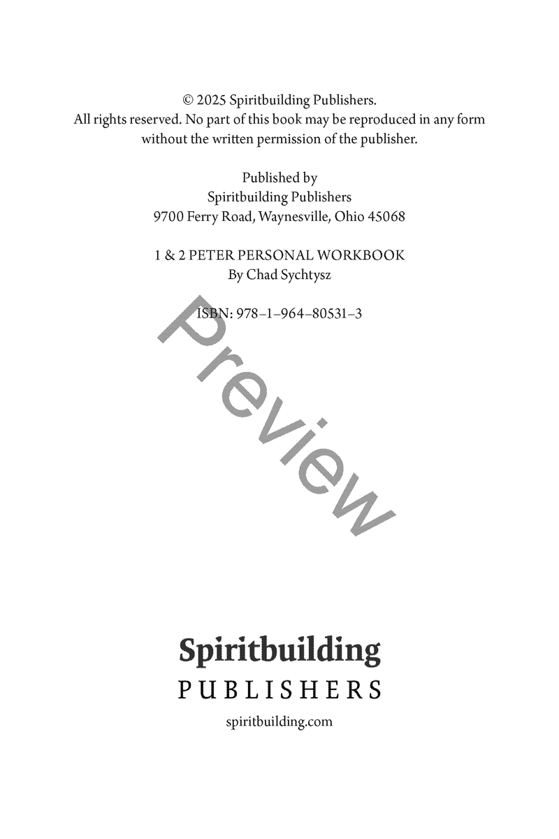 1 & 2 Peter Personal Workbook by Chad Sychtysz