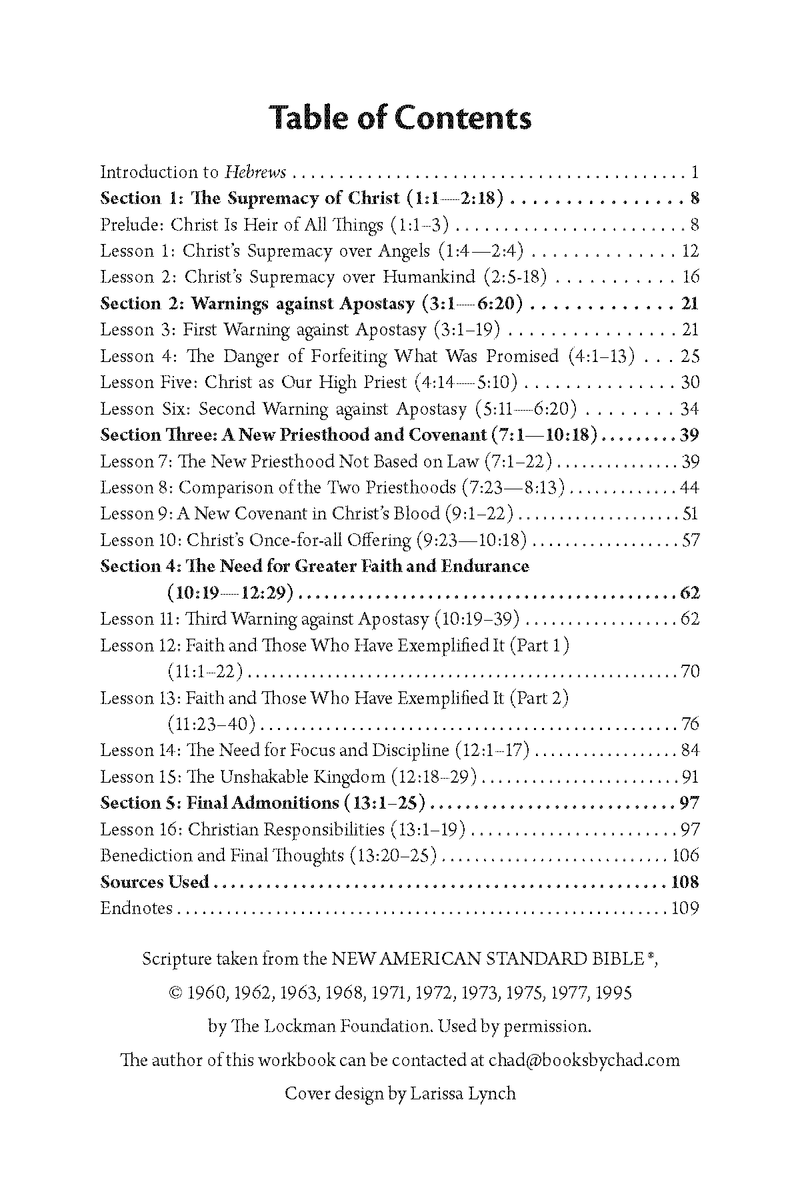 Hebrews: Personal Workbook by Chad Sychtysz
