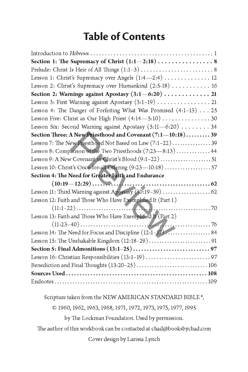 Hebrews: Personal Workbook by Chad Sychtysz