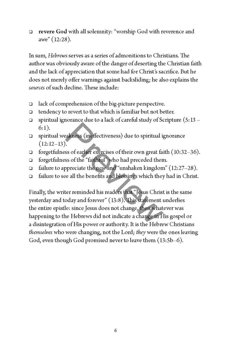 Hebrews: Personal Workbook by Chad Sychtysz
