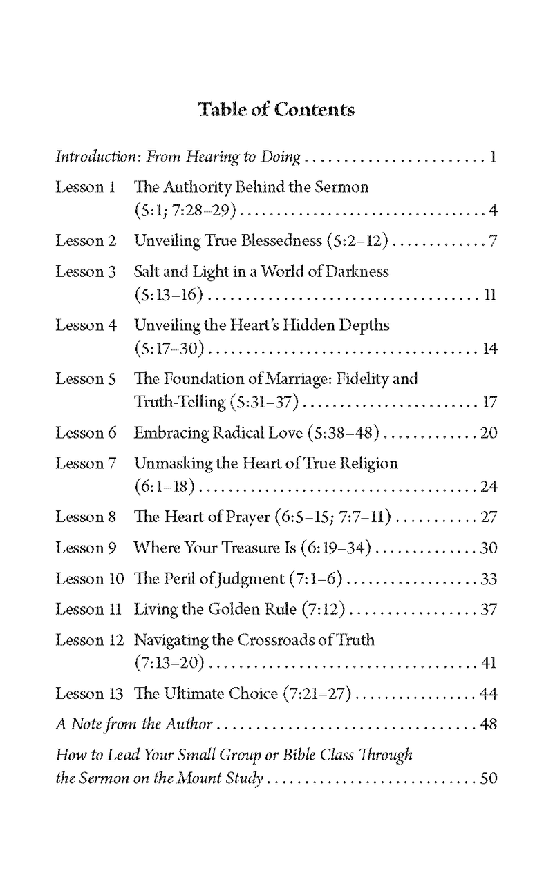 The Sermon on the Mount: From Hearing to Doing
