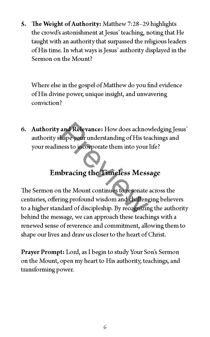 The Sermon on the Mount: From Hearing to Doing