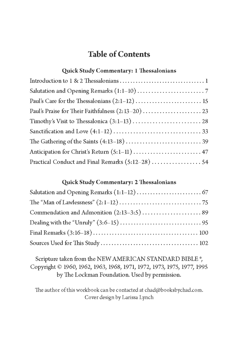 1 & 2 Thessalonians Quick Study Commentary by Chad Sychtysz