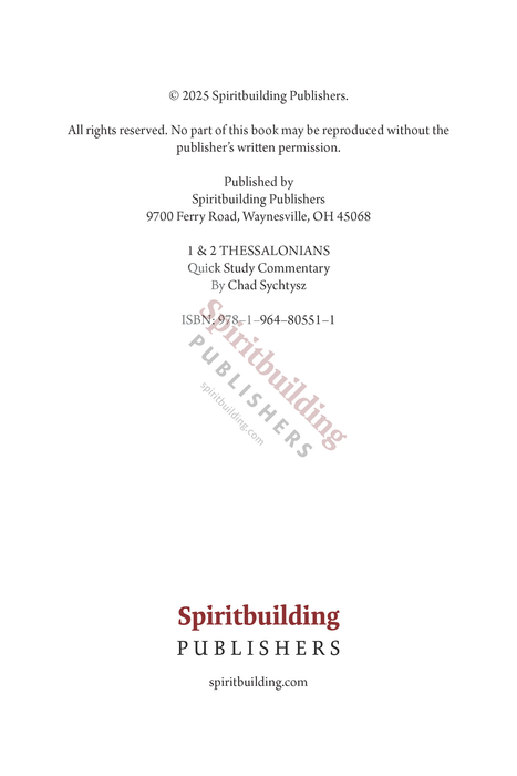 1 & 2 Thessalonians Quick Study Commentary by Chad Sychtysz