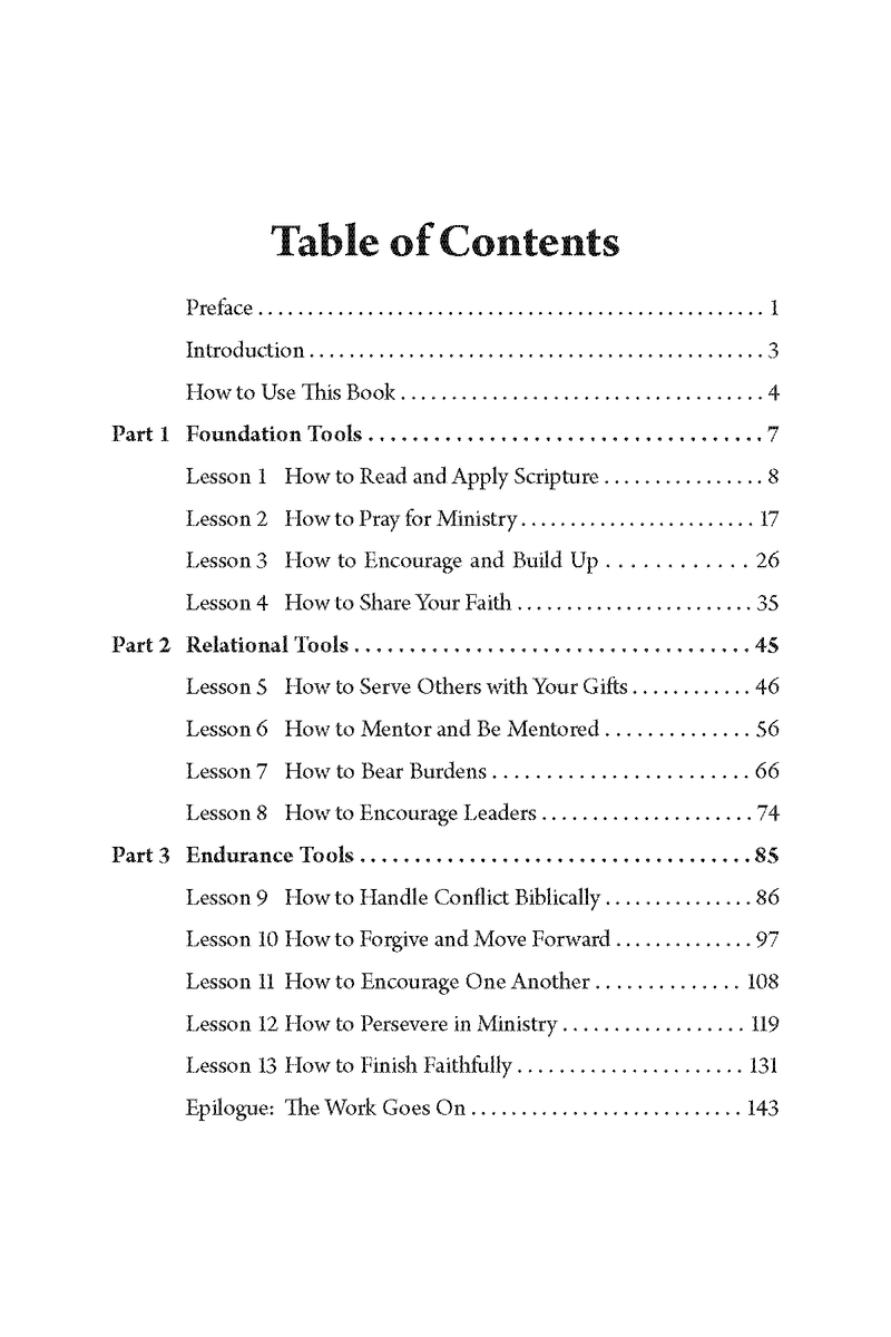 Tools for Ministry: Equipped for the Work of Building Up the Body of Christ
