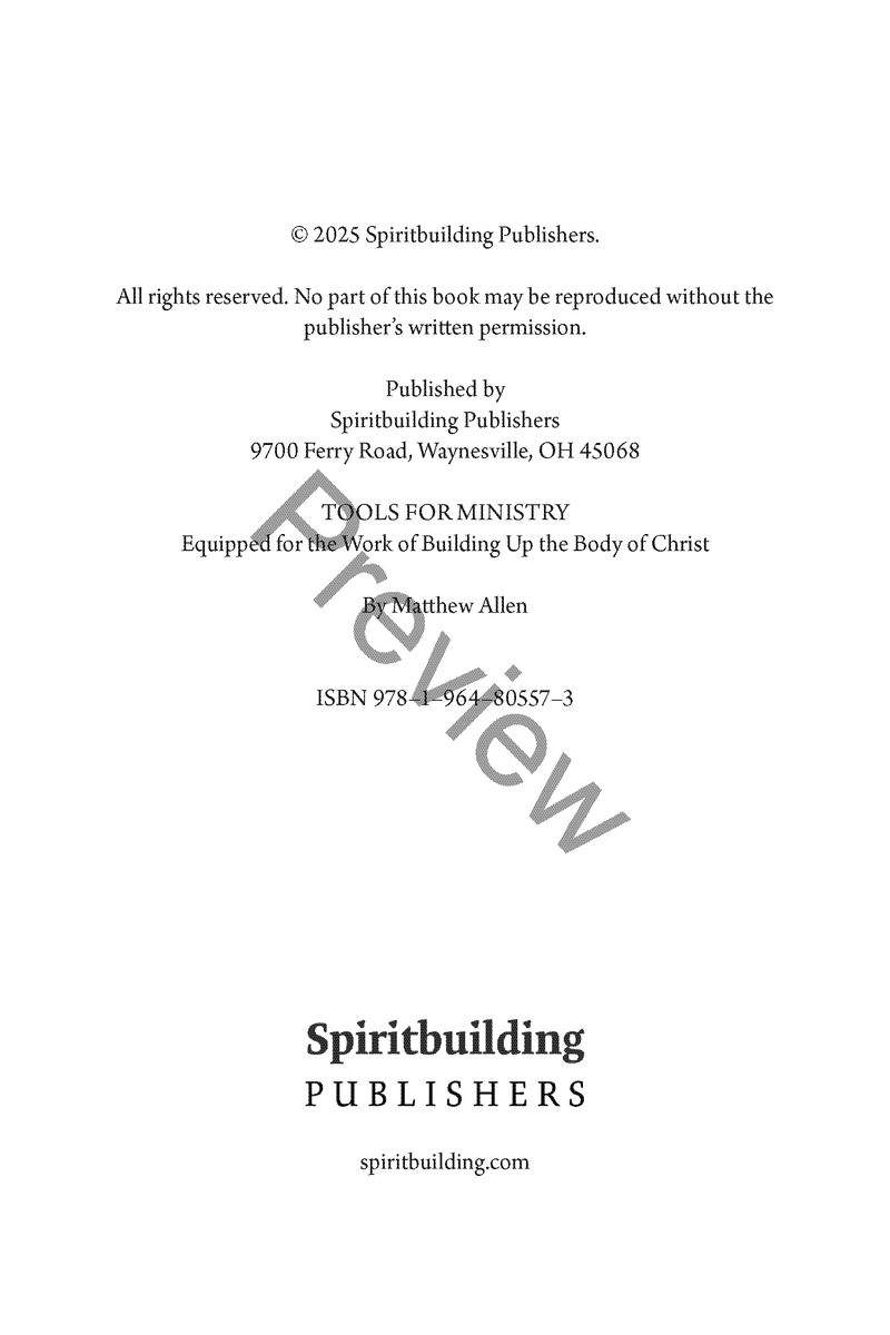 Tools for Ministry: Equipped for the Work of Building Up the Body of Christ