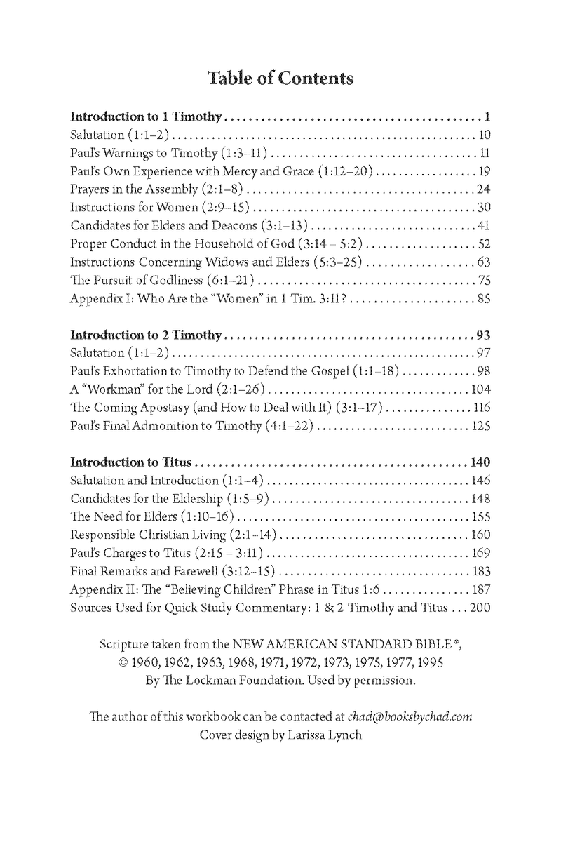 1 & 2 Timothy and Titus Quick Study Commentary by Chad Sychtysz