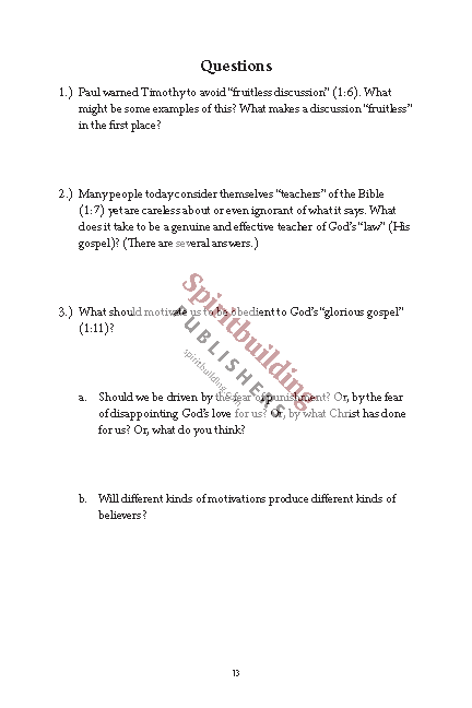 1 & 2 Timothy and Titus Personal Workbook by Chad Sychtysz