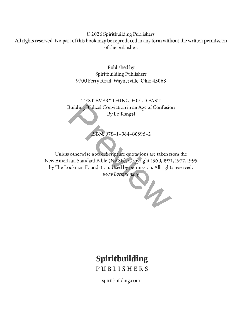 Test Everything, Hold Fast: Building Biblical Conviction in an Age of Confusion by Ed Rangel