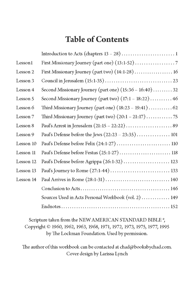 Acts Personal Workbook, Volume 2 (Chapters 13–28) by Chad Sychtysz