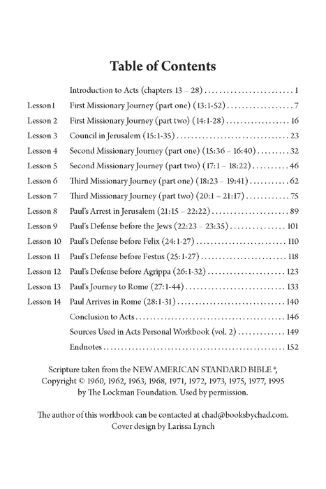 Acts Personal Workbook, Volume 2 (Chapters 13–28) by Chad Sychtysz