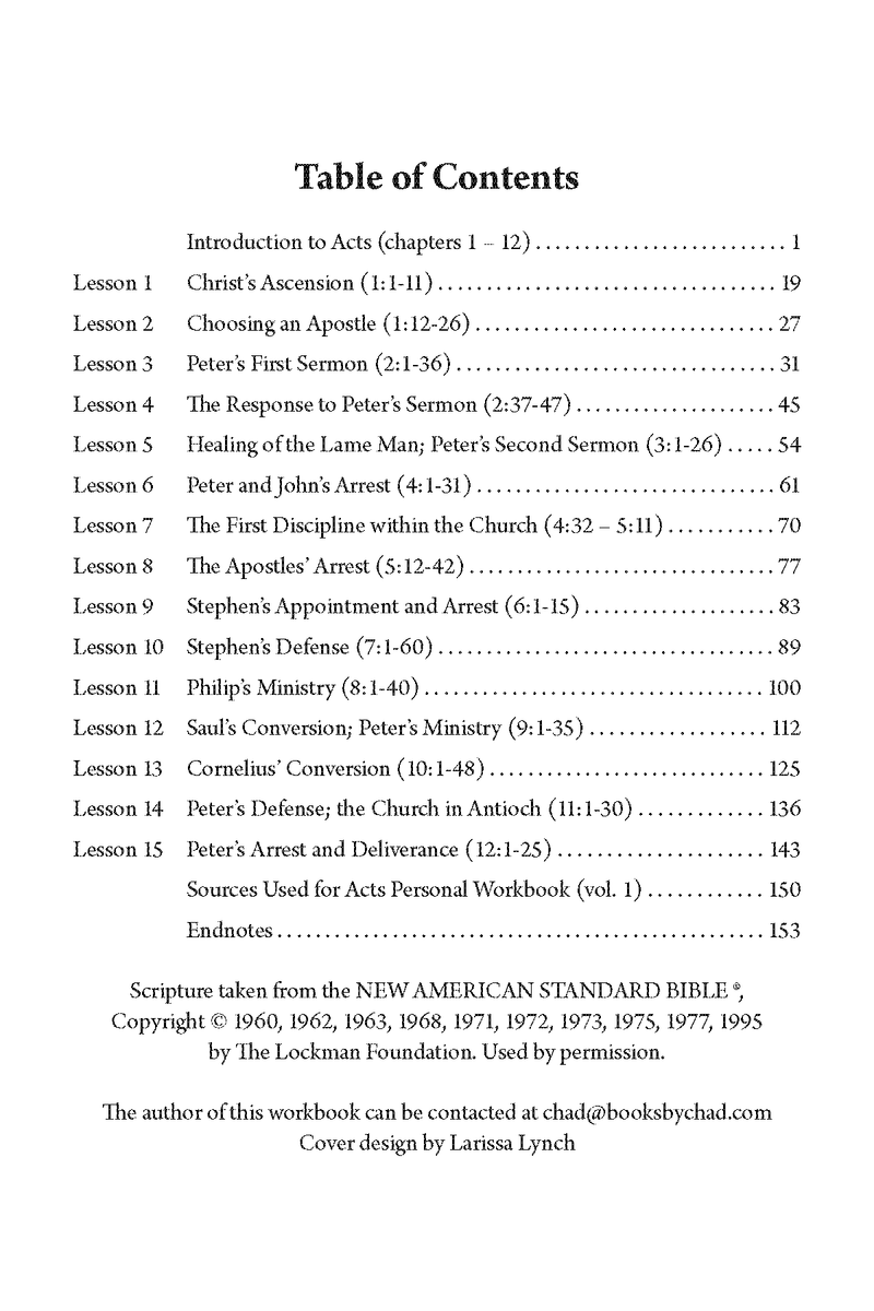 Acts Personal Workbook, Volume 1 (Chapters 1–12) by Chad Sychtysz