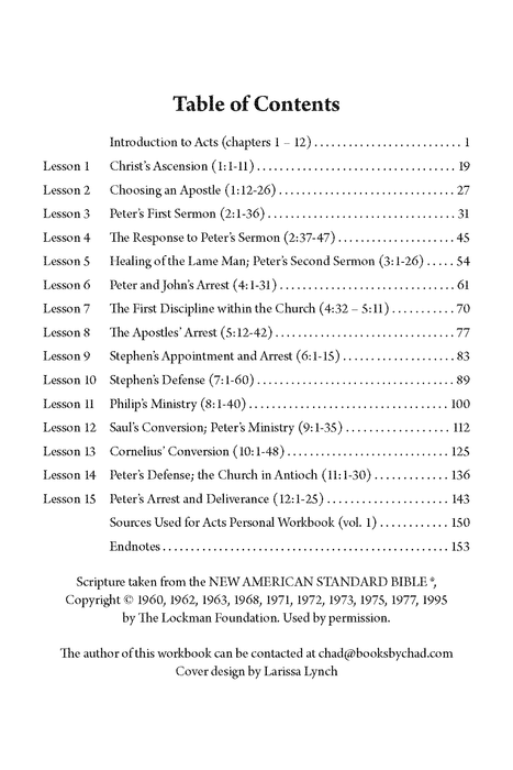 Acts Personal Workbook, Volume 1 (Chapters 1–12) by Chad Sychtysz