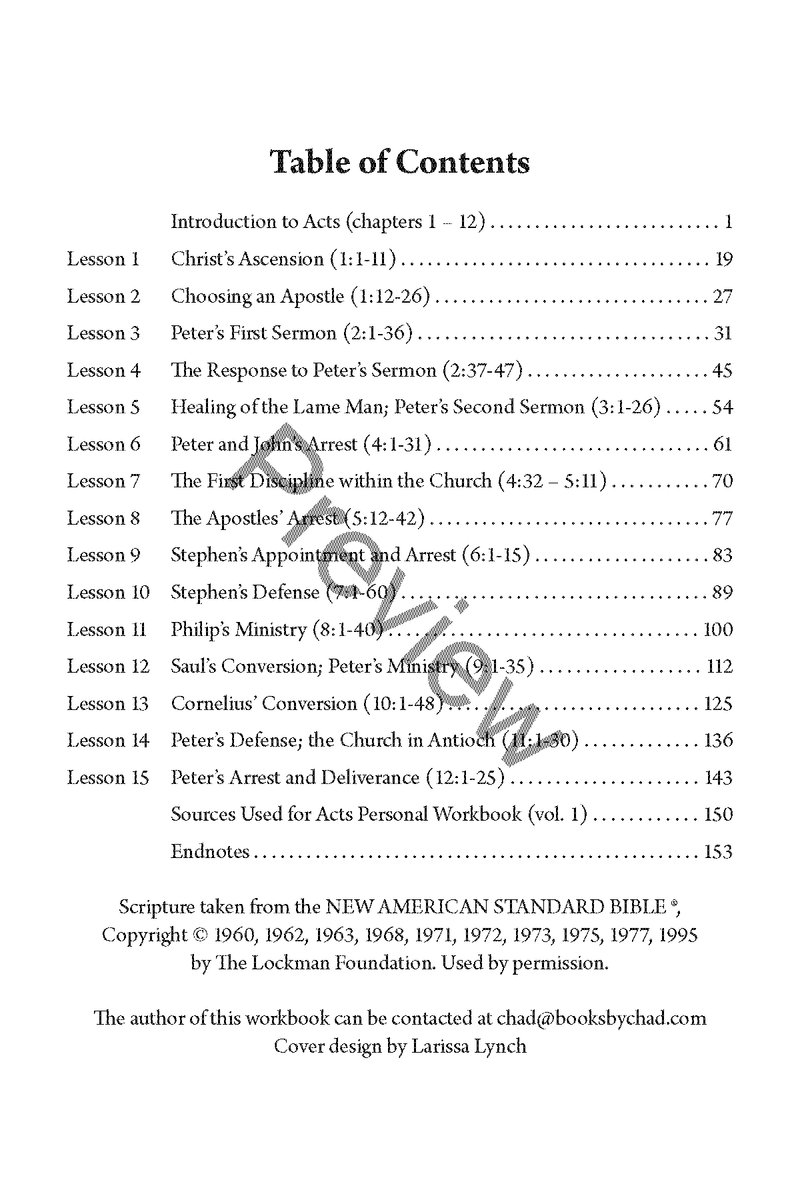 Acts Personal Workbook, Volume 1 (Chapters 1–12) by Chad Sychtysz