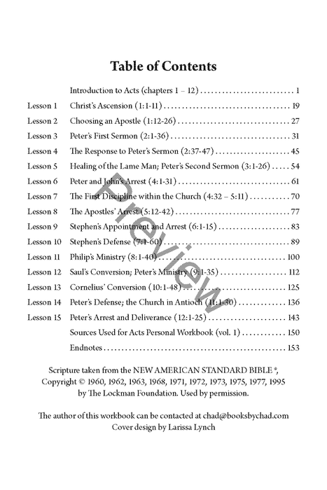 Acts Personal Workbook, Volume 1 (Chapters 1–12) by Chad Sychtysz
