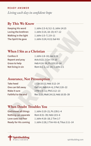 Ready Answer Card 31, back: by this we know, when I sin as a Christian, assurance not presumption, and when doubt troubles you