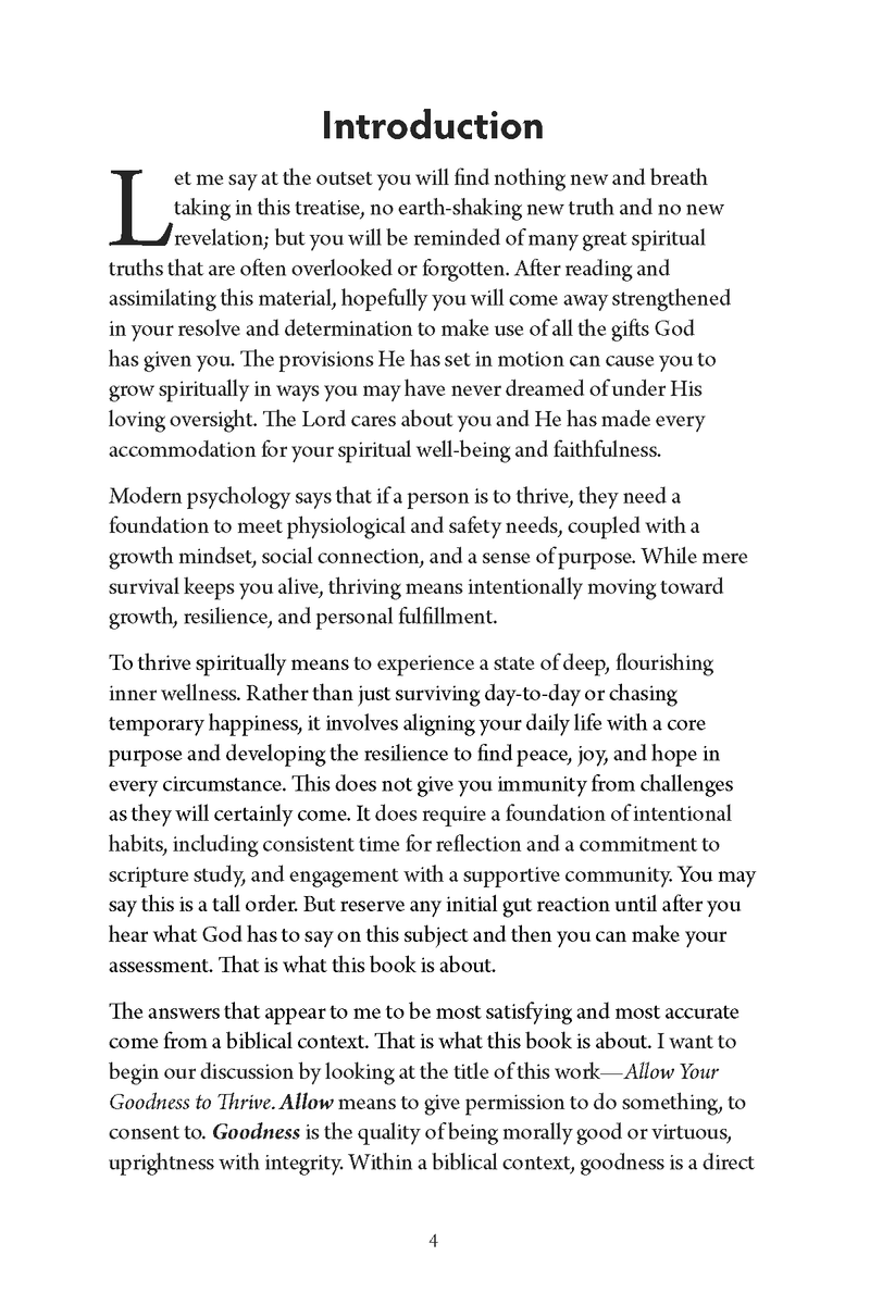 Allow Your Goodness to Thrive: A Plan for Sharing in the Divine Nature of Our God