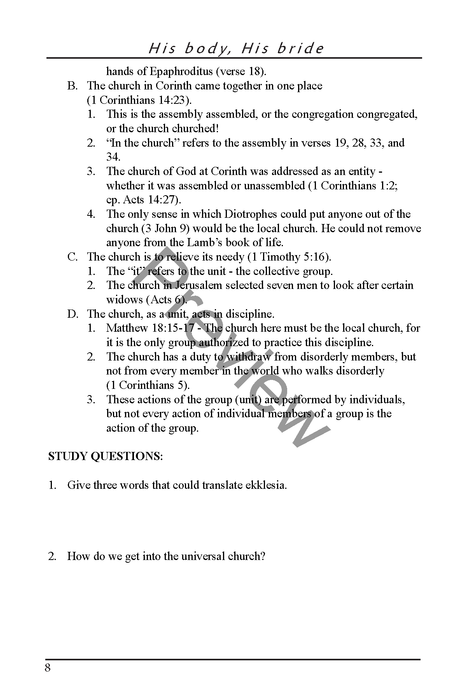 A Study of the New Testament Church