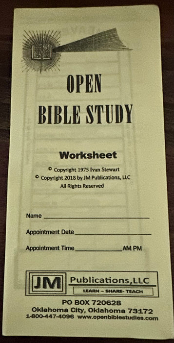 Open Bible Study Worksheet by Ivan Stewart