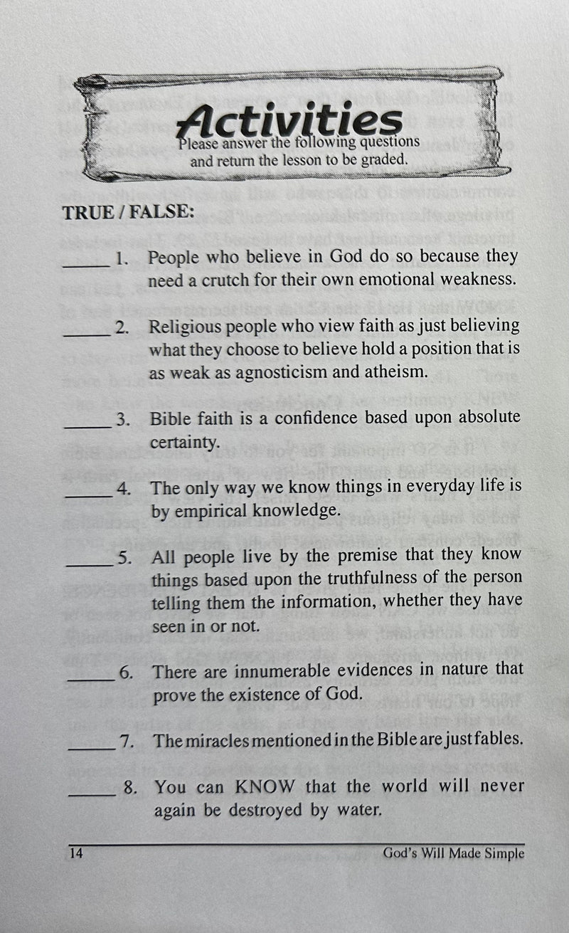 God's Will Made Simple 13 Lesson Personal Bible Study Series + Answer Key