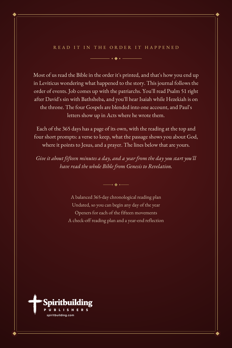 Through the Bible in a Year: A Chronological Bible Reading Journal (Undated) (6 x 9 in Softcover)